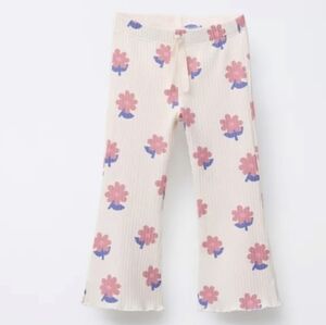 Zara Floral Print Ribbed Pants Size 3 Nwt